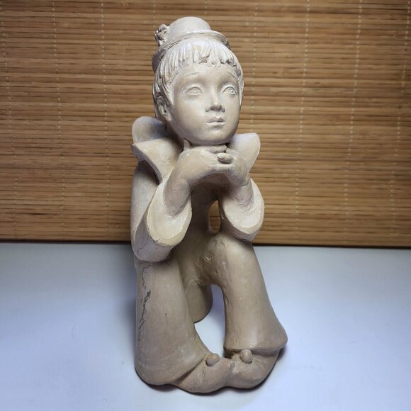 Clown Figurine Austin Production Boy Vintage 1980 Jester Clown Boy Sculpture - Picture 1 of 9